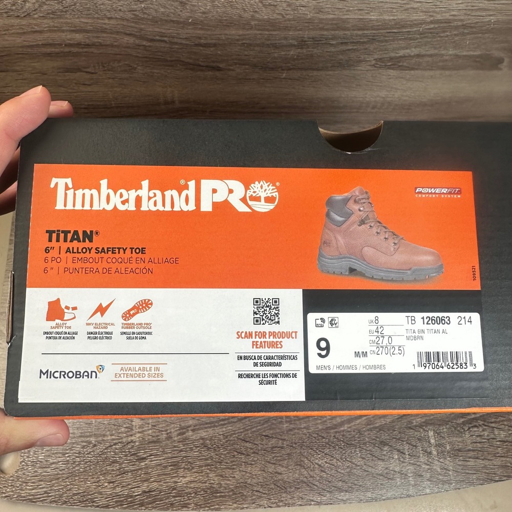 Timberland PRO TiTAN Work Boots Mens 9 Brown Alloy Safety Toe 6" Gorpcore NEW - Picture 5 of 7